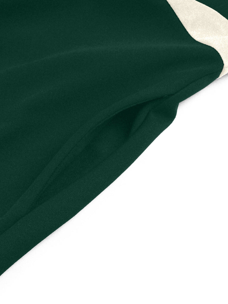 Abito Verde a Blocchi di Colore con Scollo Quadrato e Mezze Maniche Anni '50