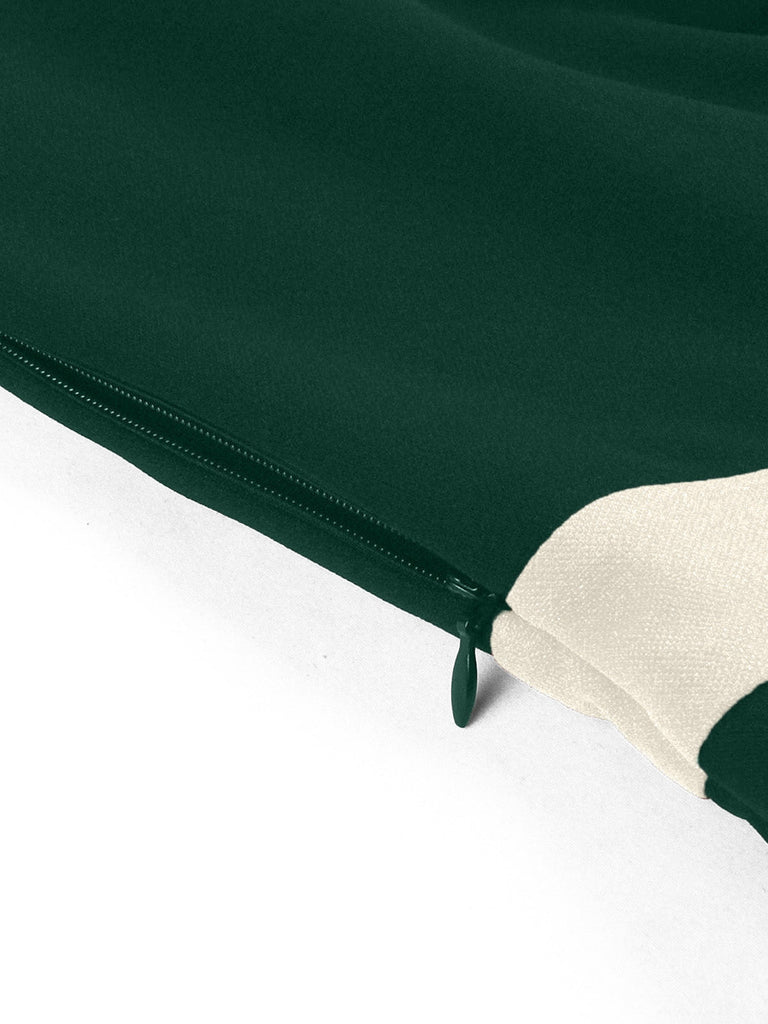Abito Verde a Blocchi di Colore con Scollo Quadrato e Mezze Maniche Anni '50
