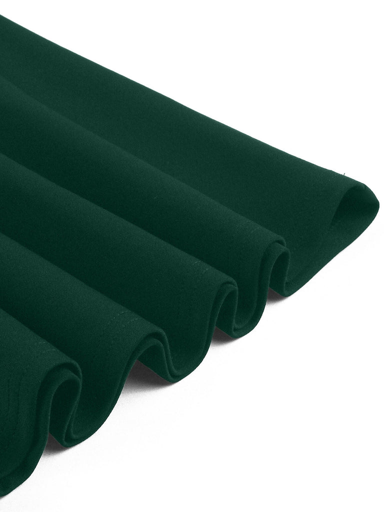 Abito Verde a Blocchi di Colore con Scollo Quadrato e Mezze Maniche Anni '50