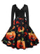 Abito swing anni '50 di Halloween con zucche e colletto a petalo e maniche lunghe 8
