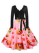 Abito swing anni '50 di Halloween con zucche e colletto a petalo e maniche lunghe 2