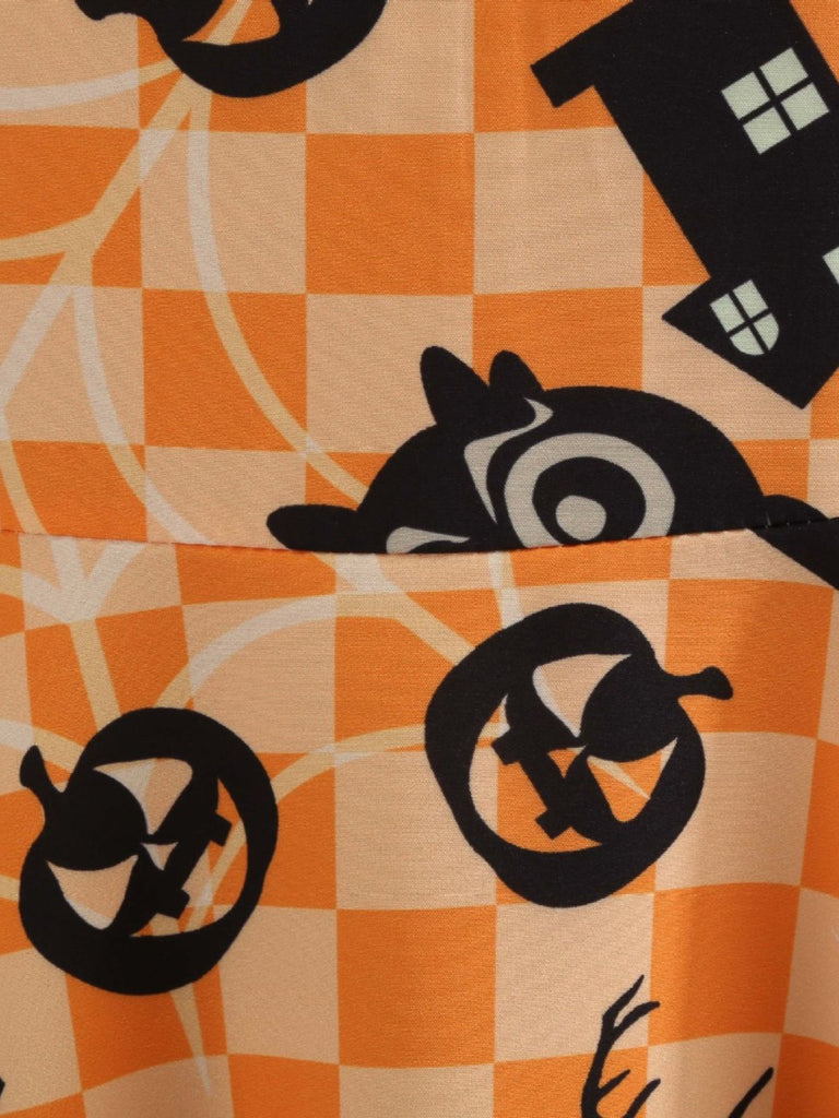Abito swing anni '50 di Halloween con stampa di zucche e gufi e cintura 7