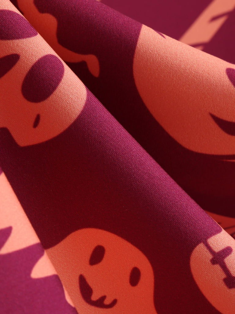 Abito swing anni '50 di Halloween con stampa di zucche e gufi e cintura 14