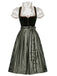 [Prevendita] Abito Verde Anni '50 con Scollo Quadrato Grembiule e Maglia a Maniche Sbuffo
