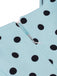 Abito swing anni '50 blu a pois con scollo quadrato e maniche a sbuffo 5