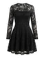 Abito Nero Anni '60 con Pizzo Floreale con Inserto Trasparente