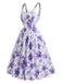 [Prevendita] 2PCS Completo con camicetta lavanda dal collo con fiocco e abito a stampa floreale minuta Anni '50 13