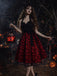 [Prevendita] Abito Rosso e Nero Anni '50 di Halloween in Tulle con Pipistrelli Scollo All'americana e Fiocco 3