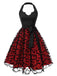 [Prevendita] Abito Rosso e Nero Anni '50 di Halloween in Tulle con Pipistrelli Scollo All'americana e Fiocco 2