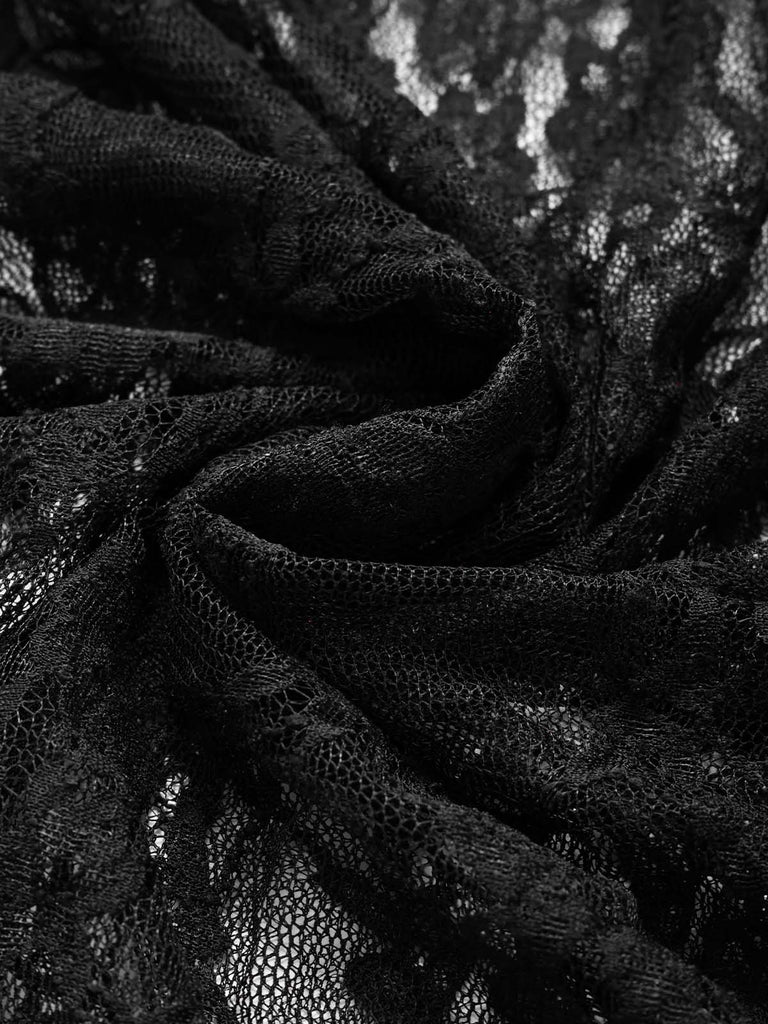 [Prevendita] Abito Vittoriano Gotico Nero Anni '70 con Corsetto Pizzo e Volant