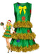 Abito Verde Anni '70 con Albero di Natale in Orpello Senza Maniche