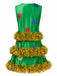Abito Verde Anni '70 con Albero di Natale in Orpello Senza Maniche