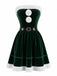 Completo Abito a Fascia e Mantella Verde Anni '50 in Velluto Natalizio 3