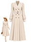 [Prevendita] Trench Beige Anni '40 Doppiopetto con Maniche a Sbuffo