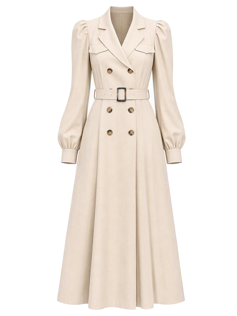 [Prevendita] Trench Beige Anni '40 Doppiopetto con Maniche a Sbuffo 2