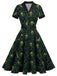 [Prevendita] Abito swing anni '50 verde e nero di Halloween con scheletri 2