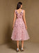 Abito Rosa Anni '50 in Tulle con Ricami Floreali di Paillettes e Scollo a V 4