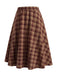 [Prevendita] Completo di Due Pezzi Rosso Anni '50 con Top Peplo a Quadri con Scollo a Diamante e Gonna