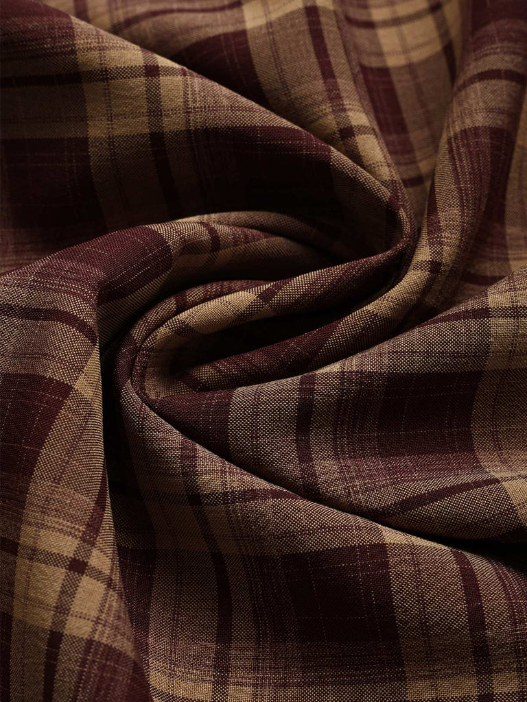 [Prevendita] Completo di Due Pezzi Rosso Anni '50 con Top Peplo a Quadri con Scollo a Diamante e Gonna
