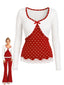 [Prevendita] Top da Casa Anni '60 in Maglia a Pois Effetto Due Pezzi con Bordi in Pizzo