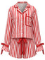 [Prevendita] Completo Pigiama Rosso e Bianco Anni '50 a Righe Verticali con Nastro e Pantaloncini