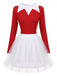 Completo Natalizio Rosso Anni '80 in Velluto e Tulle da Elfo con Colletto a Campanelli 2
