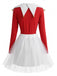 Completo Natalizio Rosso Anni '80 in Velluto e Tulle da Elfo con Colletto a Campanelli 3