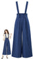Pantaloni Blu Navy Anni '50 Gessati a Gamba Larga con Bretelle e Tasche