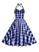 Abito a ruota plaid con scollo all'americana anni '50