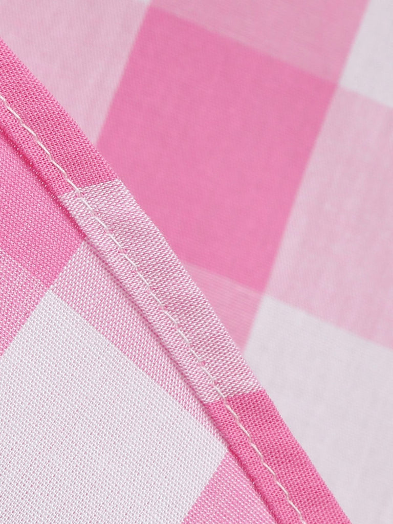 Abito a ruota plaid con scollo all'americana anni '50