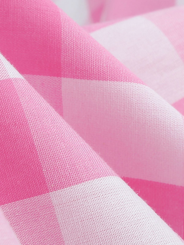 Abito a ruota plaid con scollo all'americana anni '50