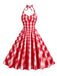 Abito a ruota plaid con scollo all'americana anni '50