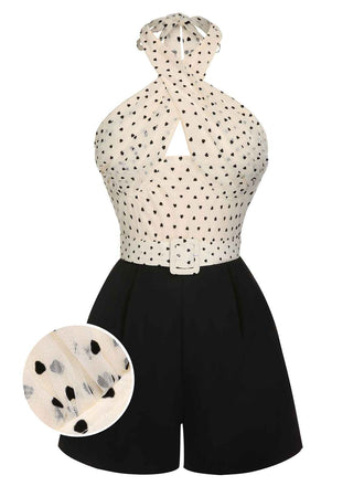 Tuta corta beige Patchwork 3D Heart anni '50