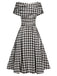 Abito in pied de poule a maniche corte nero anni '50