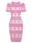 Abito in maglia a cuore a contrasto rosa anni '60