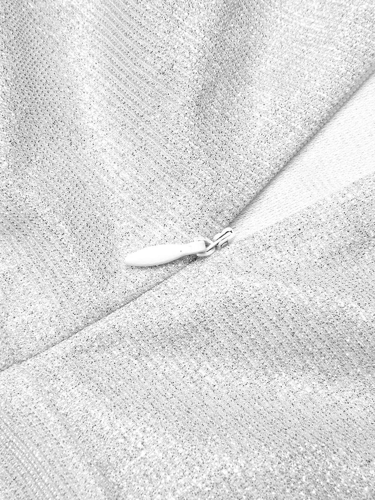 Mini abito scintillante spalline sottili  argento anni '60