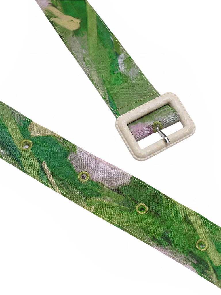 Abito rosa dipinto a olio verde anni '60