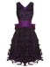 Abito con pipistrello fiocco Halloween viola scuro anni '50