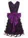 Abito con pipistrello fiocco Halloween viola scuro anni '50