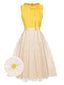 Abito patchwork papillon a margherite giallo anni '50