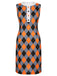 Abito a tubino Argyle colorblock arancione anni '60