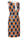 Abito a tubino Argyle colorblock arancione anni '60