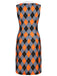 Abito a tubino Argyle colorblock arancione anni '60
