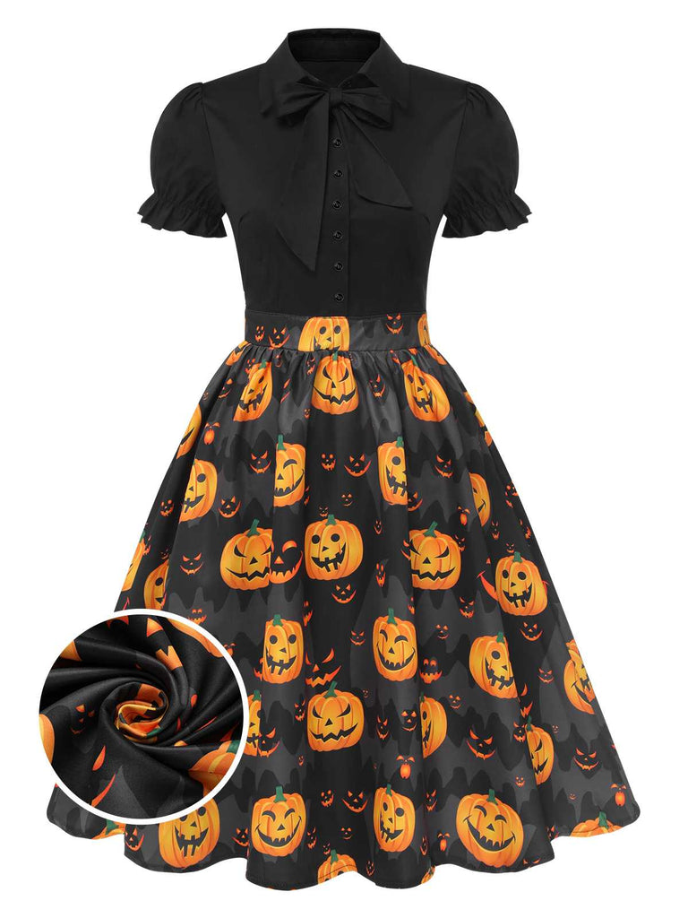 Abito a zucca con maniche a sbuffo Halloween anni '50