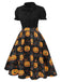 Abito a zucca con maniche a sbuffo Halloween anni '50