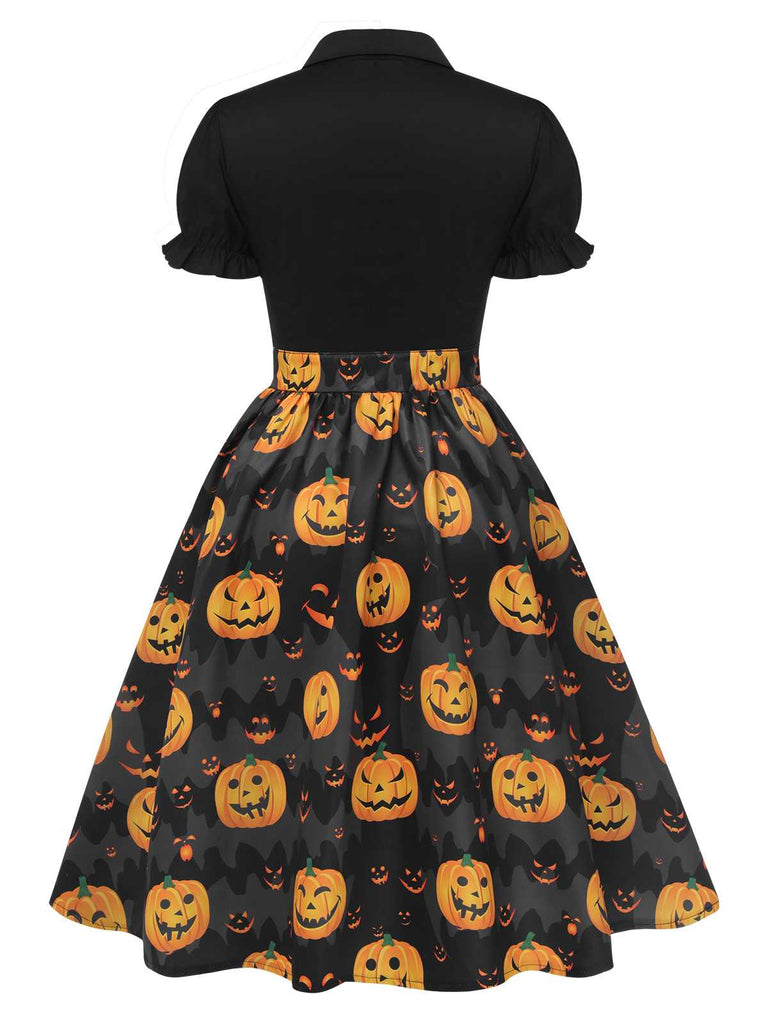 Abito a zucca con maniche a sbuffo Halloween anni '50
