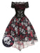 Abito in rete pizzo teschio rose di Halloween anni '50
