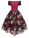 Abito in rete pizzo teschio rose di Halloween anni '50