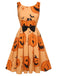 Abito faccia di zucca con perline Halloween arancione anni '50