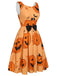 Abito faccia di zucca con perline Halloween arancione anni '50